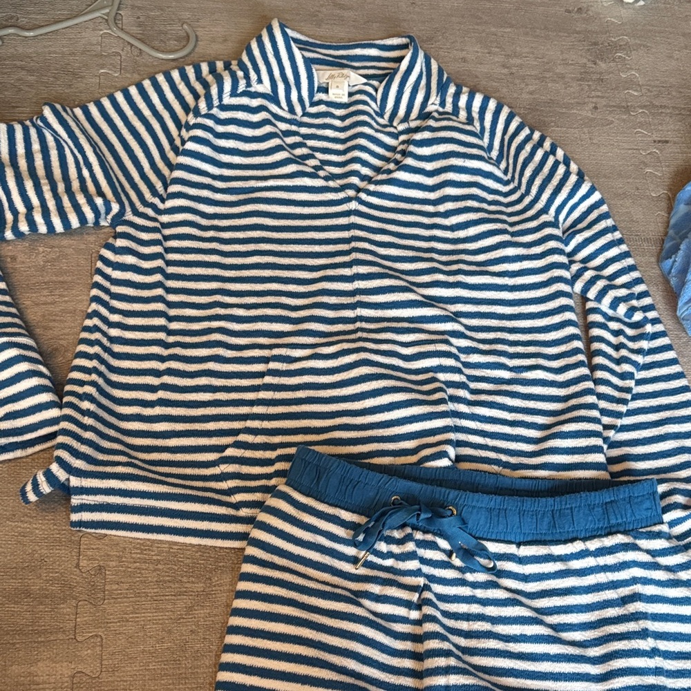 Lilly Pulitzer Blue and White Striped Pajama Set
